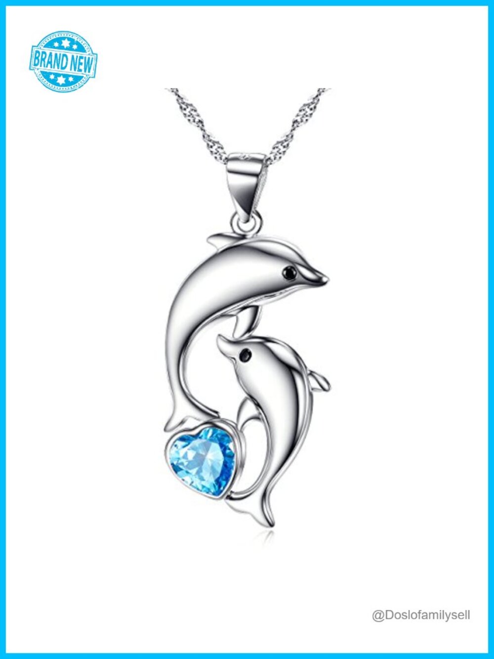 925 Sterling Silver Dolphin Pendant Necklace Adjustable Rolo Chain
